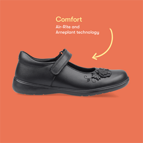 Start-Rite Wish, black leather girls riptape school shoes 2800_7